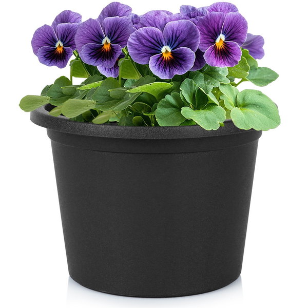 Doniczka Ogrodowa Donica Zewnętrzna Plastikowa Okrągła Czarna 20x14 cm