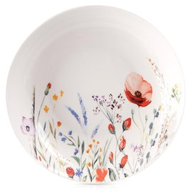 Talerz Obiadowy Duży Głęboki na Obiad Zupę Porcelanowy Kwiaty Maki 600 ml