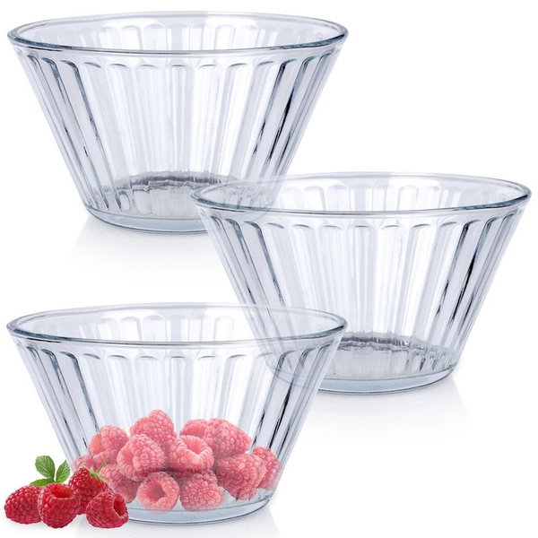 3x Miseczki Salaterki Małe Miski Szklane na Surówki Przekąski Desery Lody
