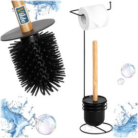 Szczotka Silikonowa Toaletowa WC Stojak Łazienkowy na Papier Toaletowy 2w1