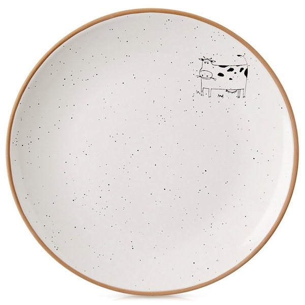 Talerz Deserowy Płytki Mały na Ciasto Deser Ceramiczny Beżowy Kremowy 20 cm