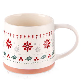 Kubek Porcelanowy do Kawy Herbaty Ziół Napojów Zimowy Świąteczny 380 ml