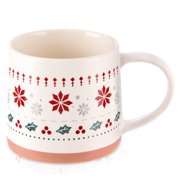 Kubek Porcelanowy do Kawy Herbaty Ziół Napojów Zimowy Świąteczny 380 ml