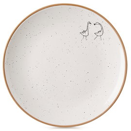 Talerz Deserowy Płytki Mały na Ciasto Deser Ceramiczny Beżowy Kremowy 20 cm