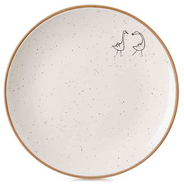 Talerz Deserowy Płytki Mały na Ciasto Deser Ceramiczny Beżowy Kremowy 20 cm