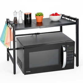 Półka Kuchenna Stojąca nad Mikrofalówkę Stojak Regulowany Regał 6 Wieszaków