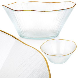 Miska Złota Szklana Sałatkowa Szklana na Sałatki Potrawy Dania Owoce 1,2L