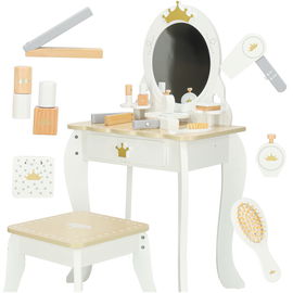 Toaletka Drewniana dla Dziewczynki Szuflada Lustro Taboret Akcesoria 86 cm