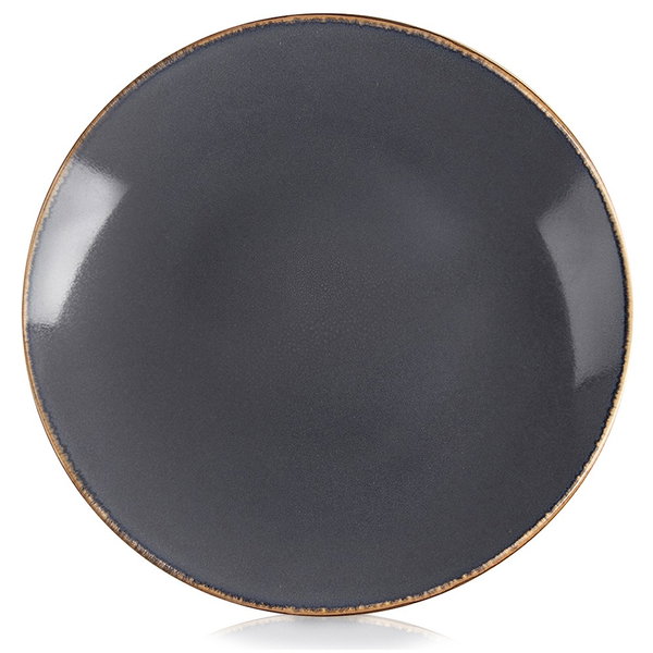 Talerz Obiadowy Duży Płytki Płaski na Obiad Ceramiczny Szary 27 cm