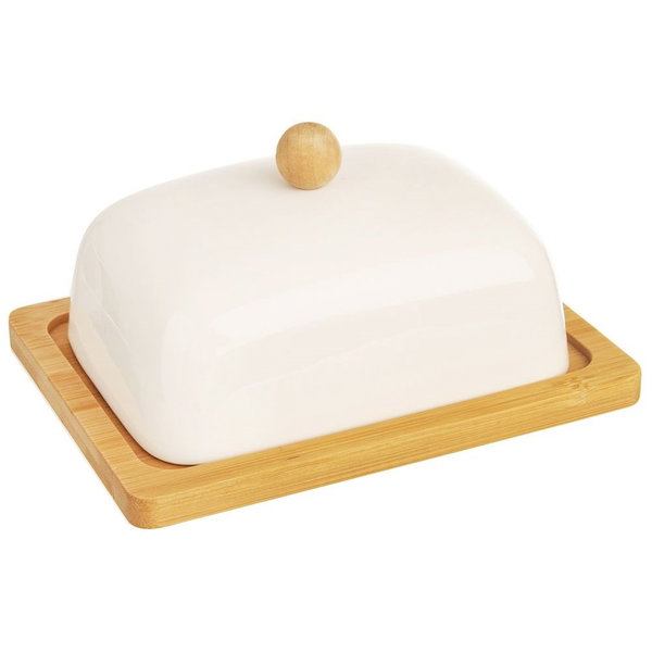 Maselniczka Porcelanowa Bambusowa Pojemnik Kuchenny do Przechowywania Masła