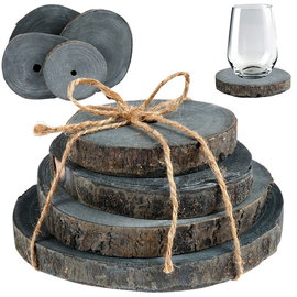 4x Plaster Drewna z Kora Deska Podkładka Podstawka Krążek Drewniany