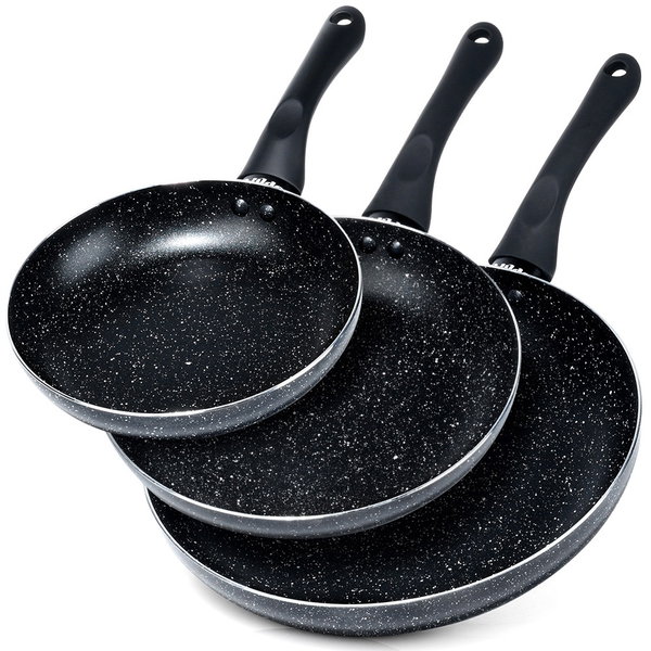 3x Patelnia Granitowa do Smażenia Duszenia Zestaw Patelni 20 24 28 cm
