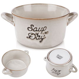 Miska Bulionówka Miseczka na Zupę Gulasz Płatki z Uszami Uchwytami 600 ml