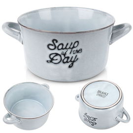 Miska Bulionówka Miseczka na Zupę Gulasz Płatki z Uszami Uchwytami 600 ml