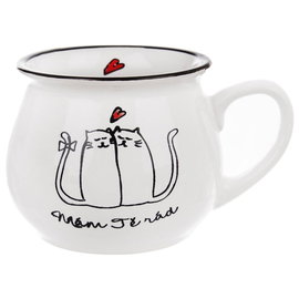 Kubek Koty Kotki Ceramiczny do Picia Kawy Herbaty Ziół Beczułka 300 ml