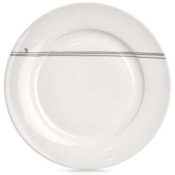 Talerz Obiadowy Płytki Płaski Duży Porcelanowy Biały Serce Klasyczny 27 cm