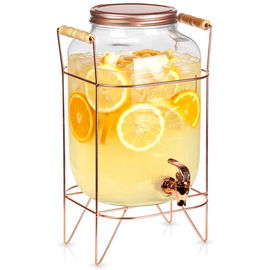 Słój Napoje Duży Słoik Dystrybutor Szklany Kranem Kranikiem Stojakiem 8L