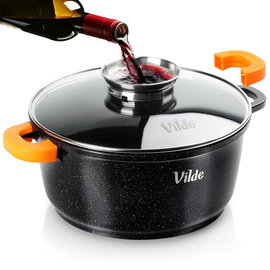 Garnek Granitowy z Pokrywką do Gotowania Duszenia Pieczenia 20 cm 2,1L