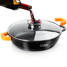 Patelnia Granitowa do Smażenia Duszenia Pieczenia z Pokrywką 32 cm 4,7L