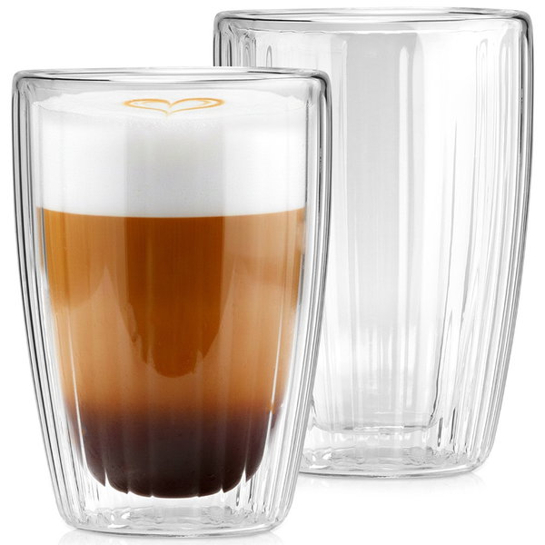 2x Szklanki Termiczne z Podwójną Ścianką Kubki do Kawy Latte Herbaty 320 ml