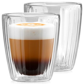 2x Szklanki Termiczne z Podwójną Ścianką Kubki do Kawy Latte Herbaty 230 ml