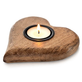 Świecznik Drewniany Stojak Podstawka Świeczkę Tealight Stół Serce 12 cm