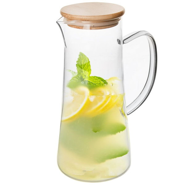 Dzbanek Szklany Zamykany na Napoje Wodę Sok Koktajl Kompot Lemoniadę 1,35L