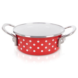 Garnek Stalowy Emaliowany Mały Garnuszek Rondelek Niski Retro 12 cm 0,6L