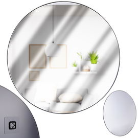 Lustro Koło Ścienne Okrągłe w Czarnej Ramie na Ścianę Duże Loft 55 cm