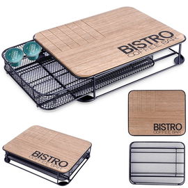 Organizer na Kapsułki do Kawy Pudełko Pojemnik Metalowy Czarny Szuflada