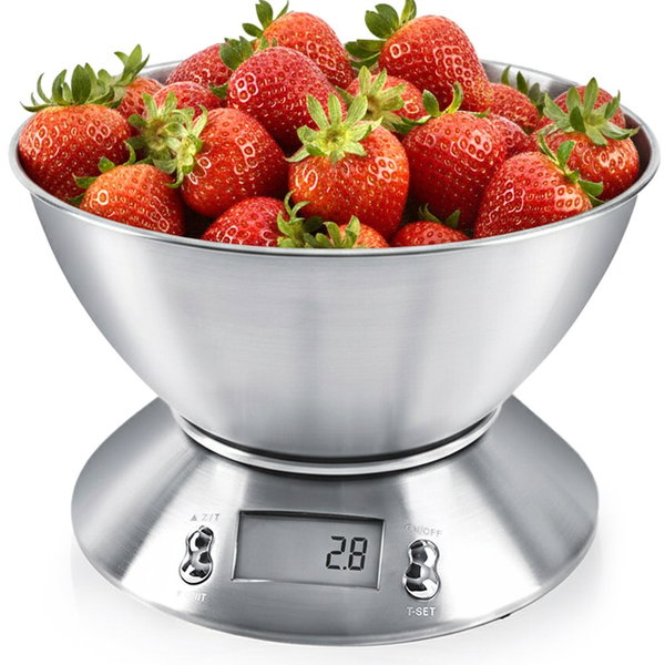 Waga Kuchenna Elektroniczna Spożywcza z Miską Minutnik Termometr 5 kg 2,2L