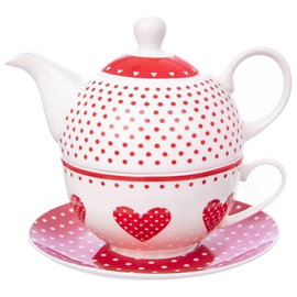 Dzbanek Porcelanowy 380ml z Filiżanką do Zaparzania Picia Kawy Herbaty Ziół