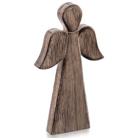 Drewniany Anioł Figurka Anioła Dekoracyjna Ozdobna Figura Stojąca 24 cm