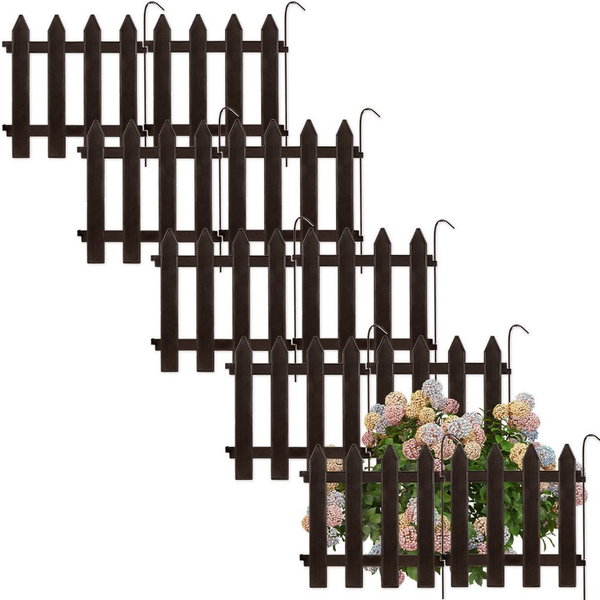 10x Płotek Ogrodowy Plastikowy Brązowy Border Palisada Obrzeże Trawnik 3m