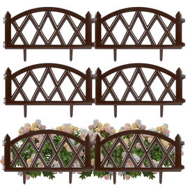 6x Płotek Ogrodowy Plastikowy Brązowy Border Palisada Obrzeże Trawnik 3m