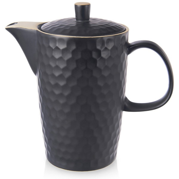 Dzbanek Ceramiczny Czarny do Zaparzania Podawania Kawy Herbaty Ziół Naparów