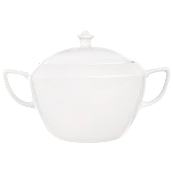 Waza Porcelanowa Stołowa Srebrna na Zupę Gulasz Potrawy Pokrywka Duża 3,5L