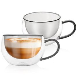 2x Szklanka Termiczna Podwójna Ścianka do Kawy Herbaty Latte Napojów 300 ml