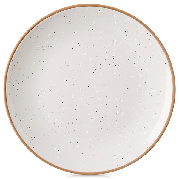 Talerz Obiadowy Duży Płytki Płaski na Obiad Potrawy Dania Beżowy Ceramiczny