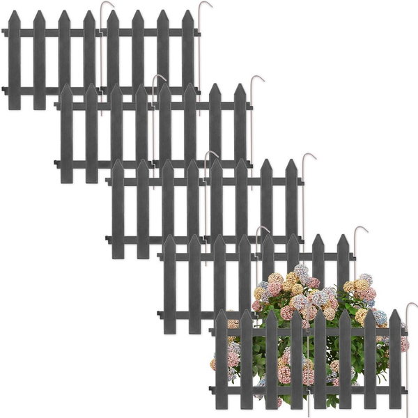 10x Płotek Ogrodowy Plastikowy Szary Border Palisada Obrzeże Trawnik 3m