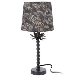 Lampa Czarna Złota Lampka Stołowa Nocna z Kloszem Abażurem Dekoracyjna