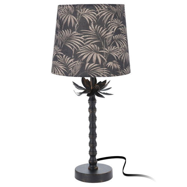 Lampa Czarna Złota Lampka Stołowa Nocna z Kloszem Abażurem Dekoracyjna