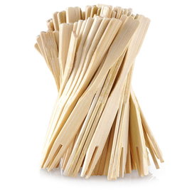100x Widelczyki Bambusowe Drewniane Widelce do Przekąsek Przystawek 9 cm