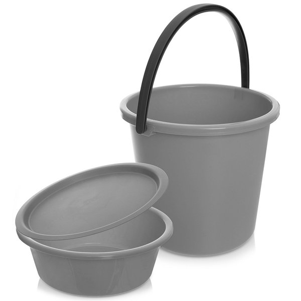 Wiadro Plastikowe Gospodarcze do Domu Sprzątania z Pokrywką + Miska 2w1 13L