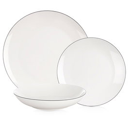 Serwis Obiadowy Zestaw Komplet Talerzy Porcelanowy Talerze 18 el. 6 Osób