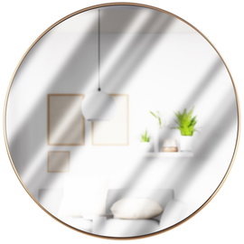 Lustro Koło Ścienne Okrągłe w Złotej Ramie na Ścianę Duże Złote Loft 50 cm