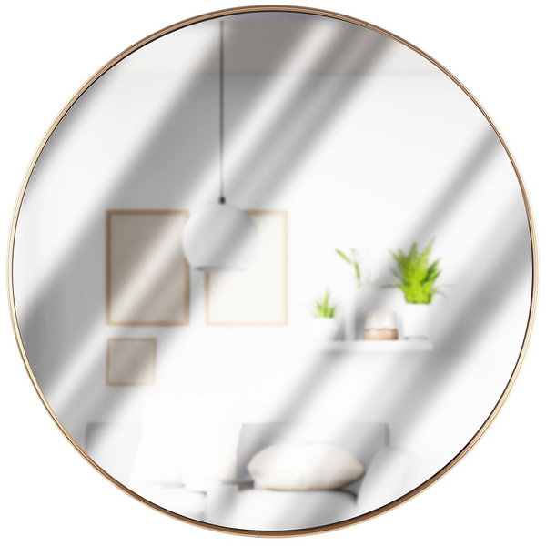 Lustro Koło Ścienne Okrągłe w Złotej Ramie na Ścianę Duże Złote Loft 50 cm