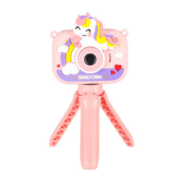 Aparat Fotograficzny Cyfrowy Jednorożec Różowy Selfie Podwójny + Statyw
