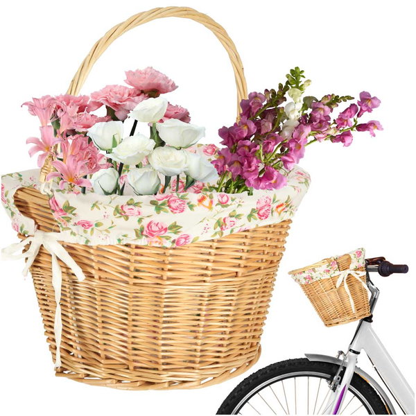 Kosz Wiklinowy Pleciony Koszyk Rowerowy Przedni na Kierownicę Click Zakupy