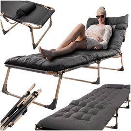 Łóżko Turystyczne Składane Polowe Regulowane Wygodne Ogrodowe Leżanka 120kg